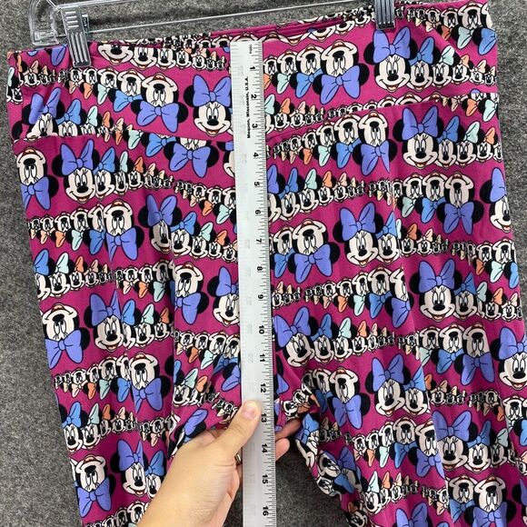 LulaRoe Activewear Leggings Women M Medium Purple Minnie Mouse Print Capri - Picture 6 of 10